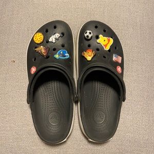 Black crocs with Jibits